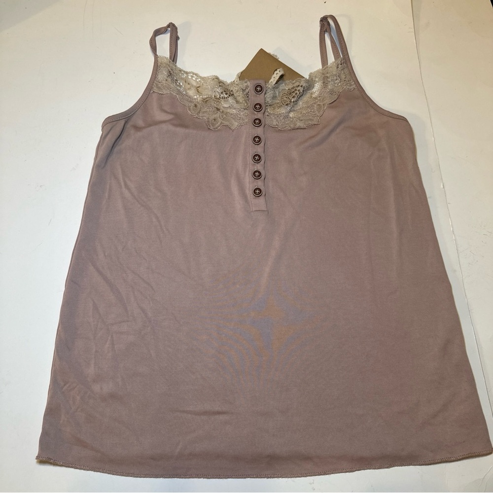 POL Lace Trim Button Tank‎ Top color muave size small New